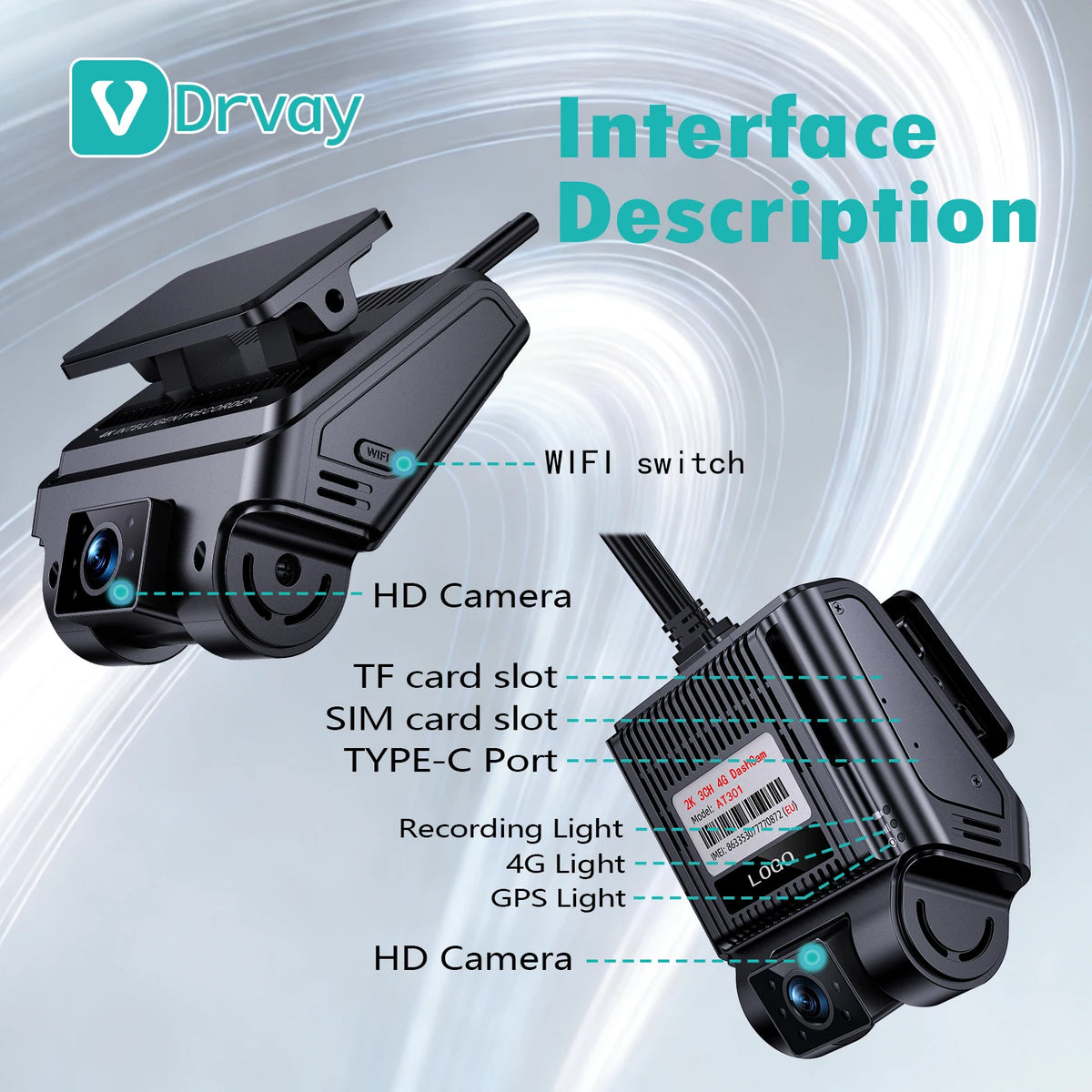 Daovay 4G 3 Way Camera Mirror Front and Rear Dash Cam for Car With Adas Fleet GPS