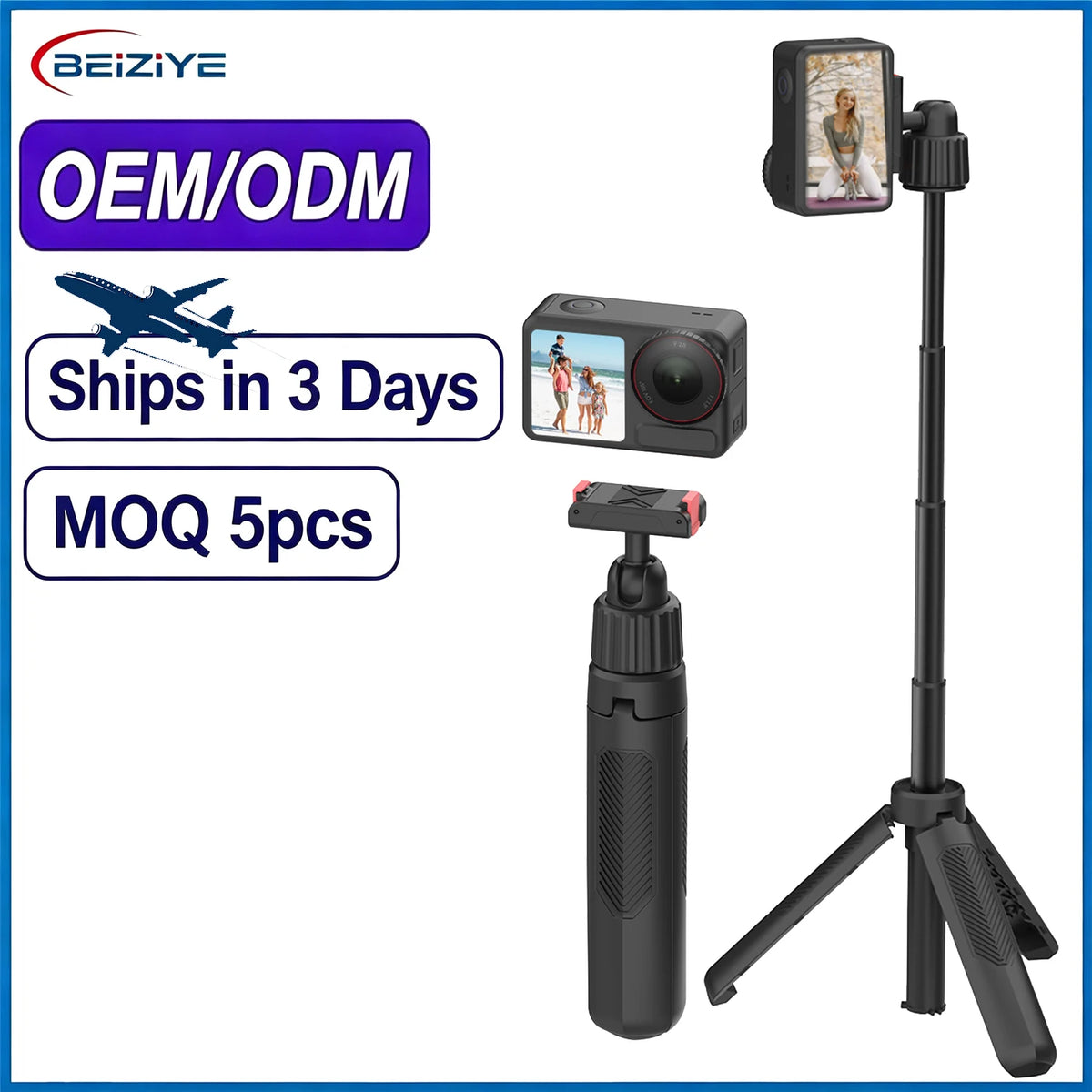 40CM Extendable Selfie Tripod for DJI Osmo Action 5 Pro for Action 3/4/5pro Foldable