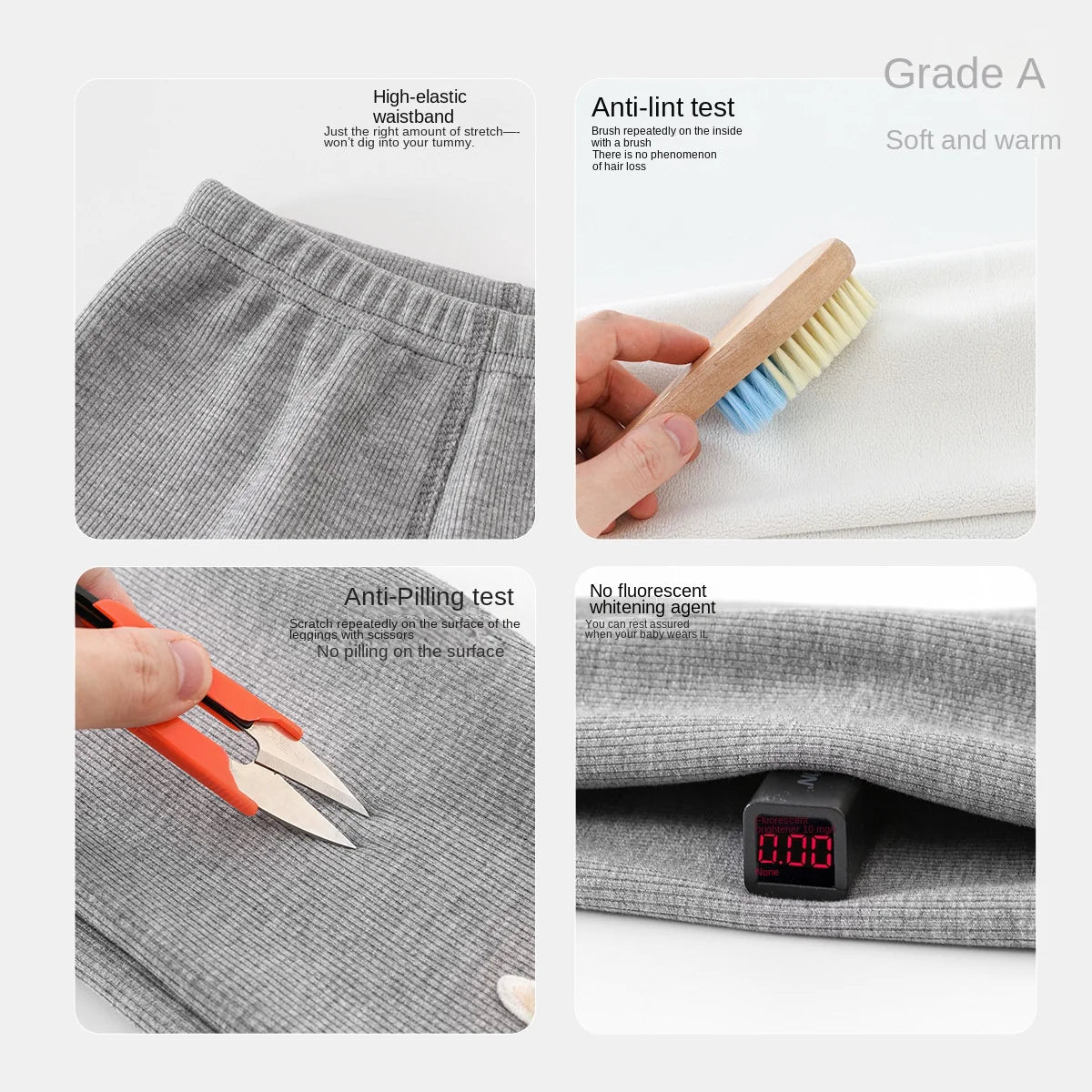 Stylish Cute Girls' Autumn/Winter Fleece-Lined Elastic Waist Leggings & Solid Color Kids'