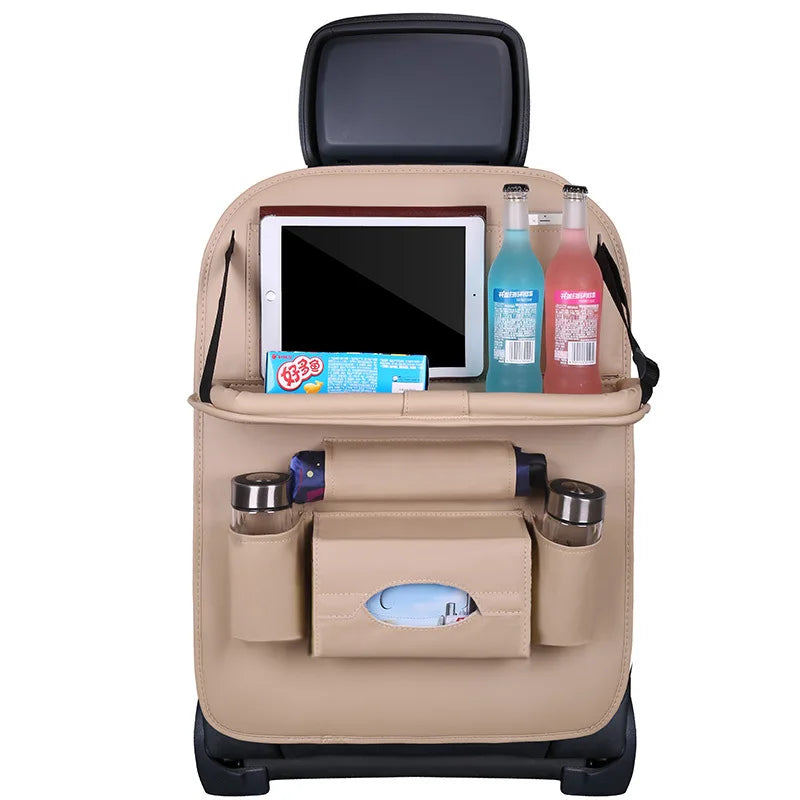 Car Backseat Organizer Touch Screen Tablet Holder 9 Storage Pockets Made Oxford Fabric PU