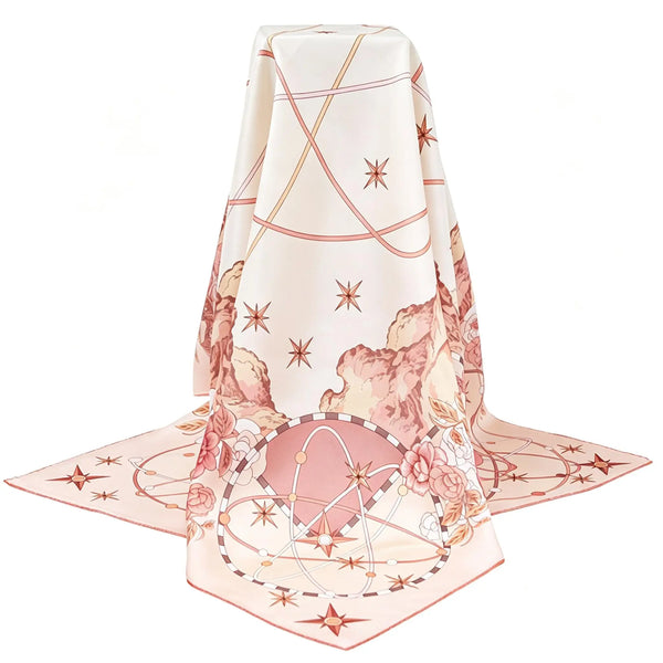 Custom Embroidered Branded Scarf Designer Large 14mm Square Digital Print Silk Scarves