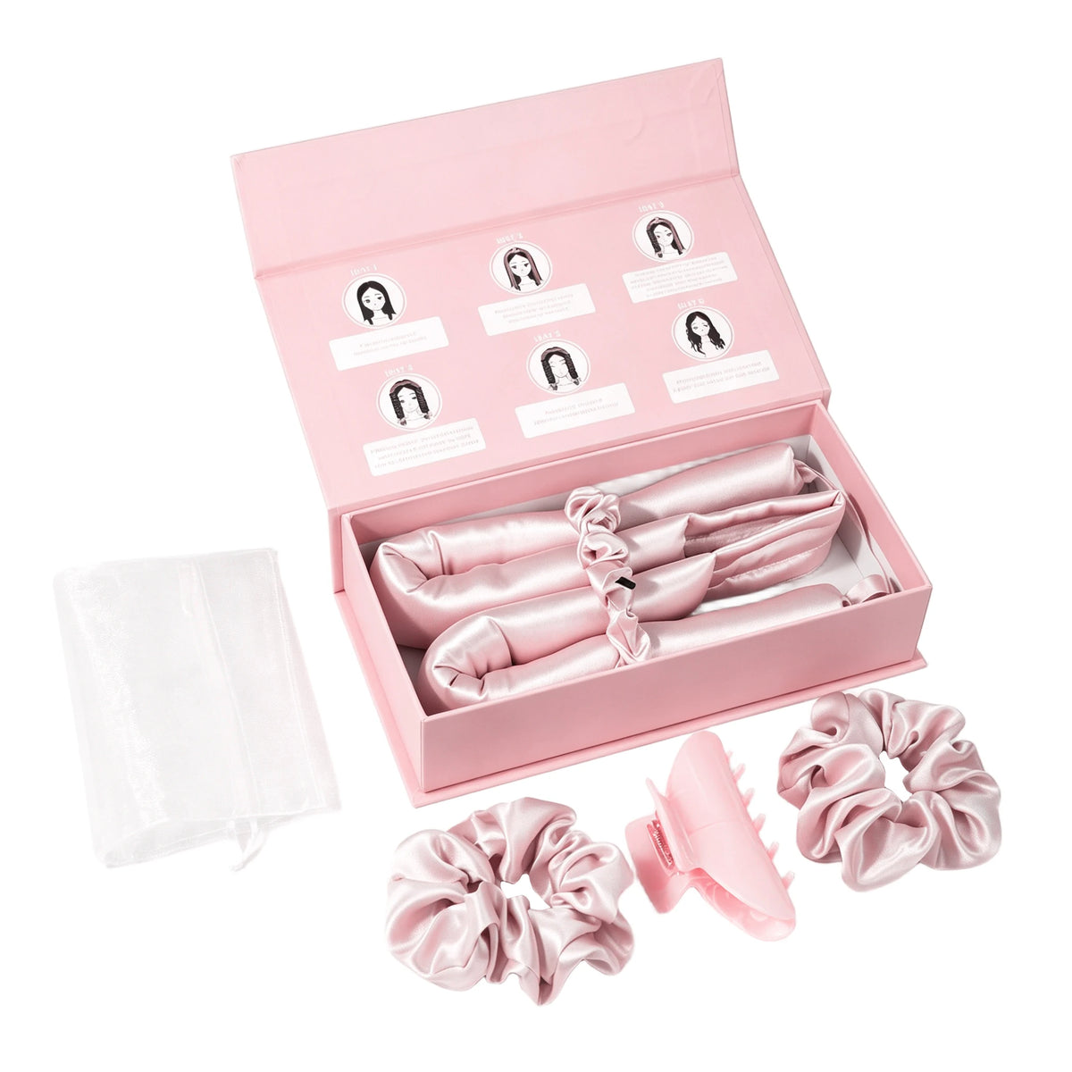 Custom 100% Mulberry Silk Heatless Hair Curler Set Hair Roller Sleeping Curling Rod