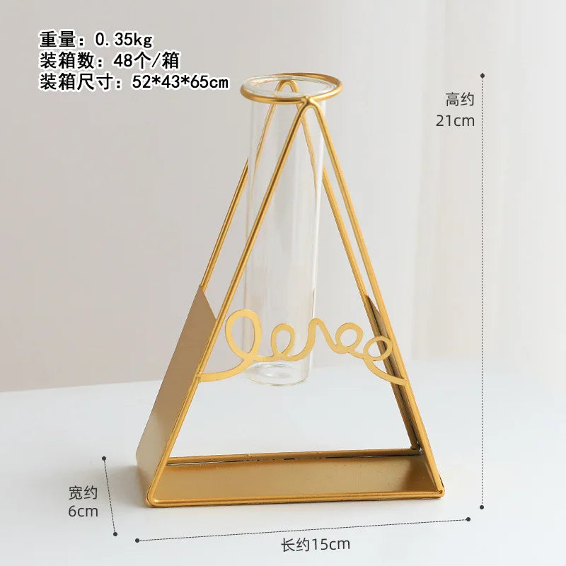 Modern Metal Plant Propagation Station Ginkgo Leaf Desktop Glass Hydroponic Planter Pots