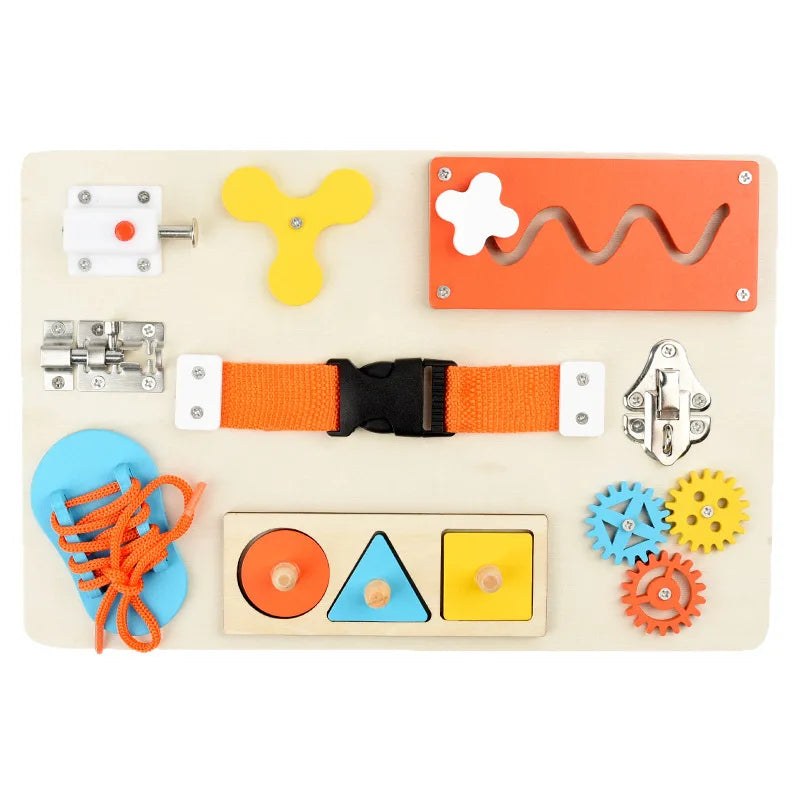 Qiaike Baby Wooden Busy Board Montessori Toys DIY Wood Accessories Sensory Activity