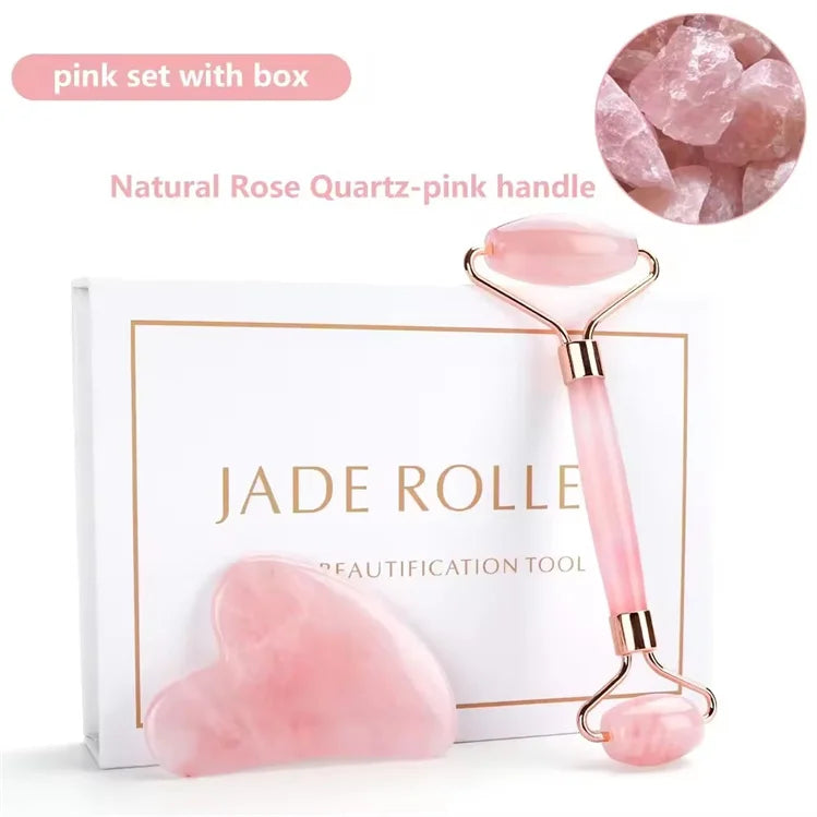 Custom Jade Roller Set Natural Jade Face Roller Massager Gua Sha Face Roller
