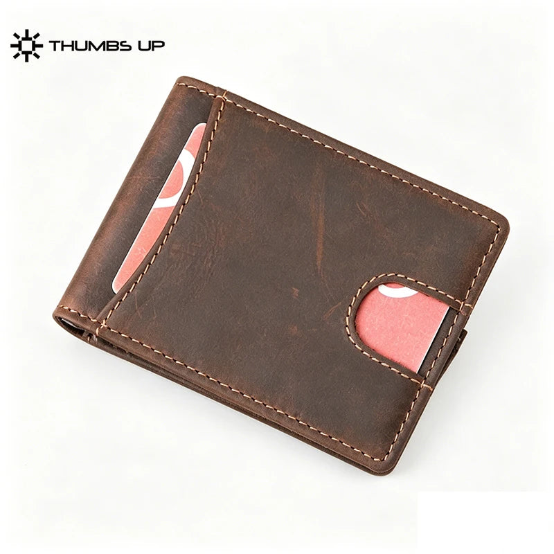 Blocking Slim Fold Closure Microfiber Leather Wallet Minimalist Men'S Travel Front Pocket
