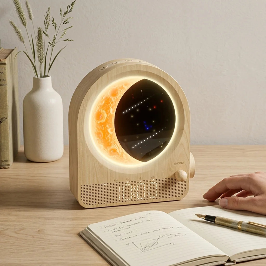 Sunrise Wake Up Light Dimmable 3D Moon Lamp With Meteor Effect 12 Level Volume Dual