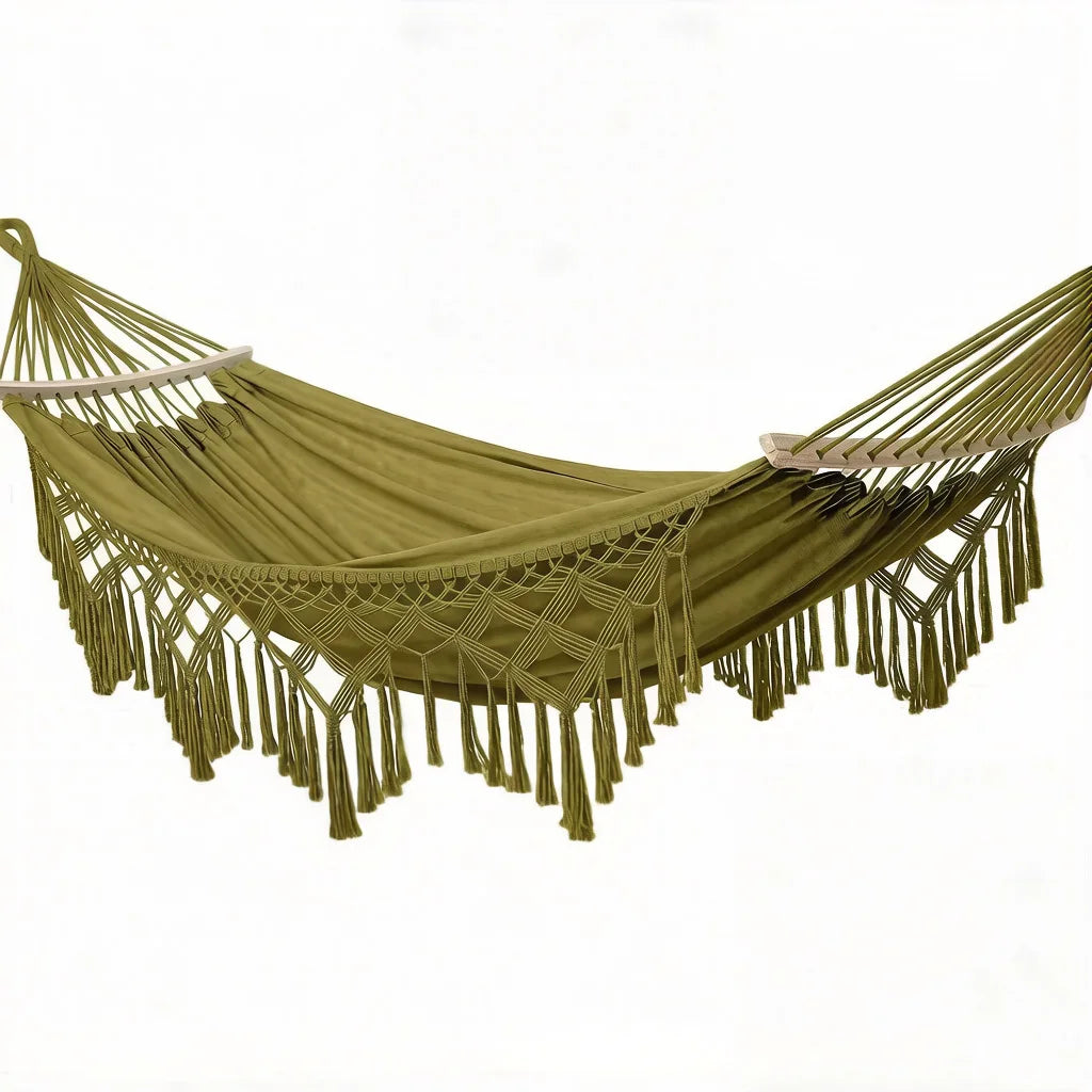 Tassel Hammock Outdoor Anti-Side-Tipping Thickened Canvas Princess Style Hanging Outdoor