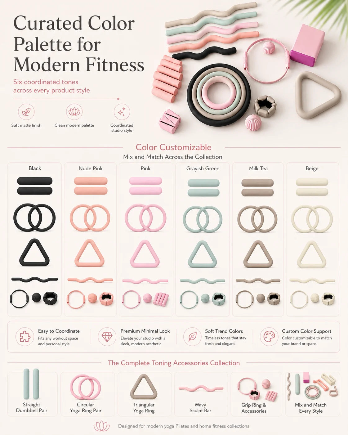Custom Silicone Pilates Set With Non Slip Yoga Mat Soft Dumbbells Flexible Power Ring