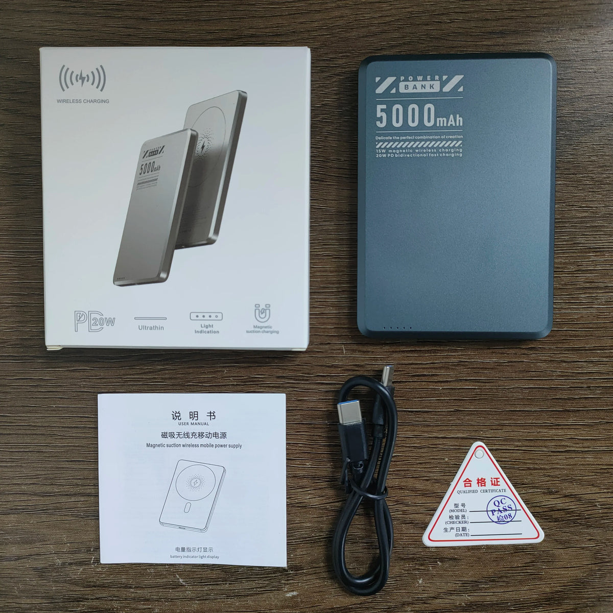 Ultra Thin Portable 20W Wireless Magnetics Fast Slim Charging Aluminum Alloy Li-Polymer