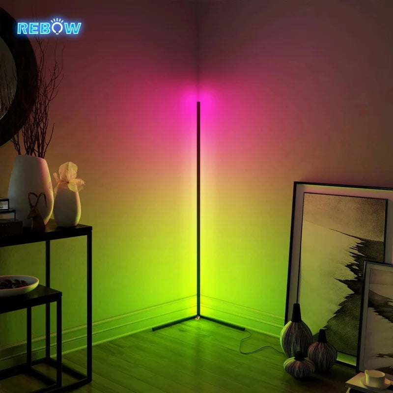 Dimmable Floor Lamp Modern RGB Remote Control LED Floor Standing Lamp Corner Light