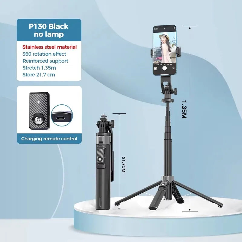 P130 135CM 4-Legs Mini Smart Selfie Stick with 360 Rotation Auto Face Detection Selfie