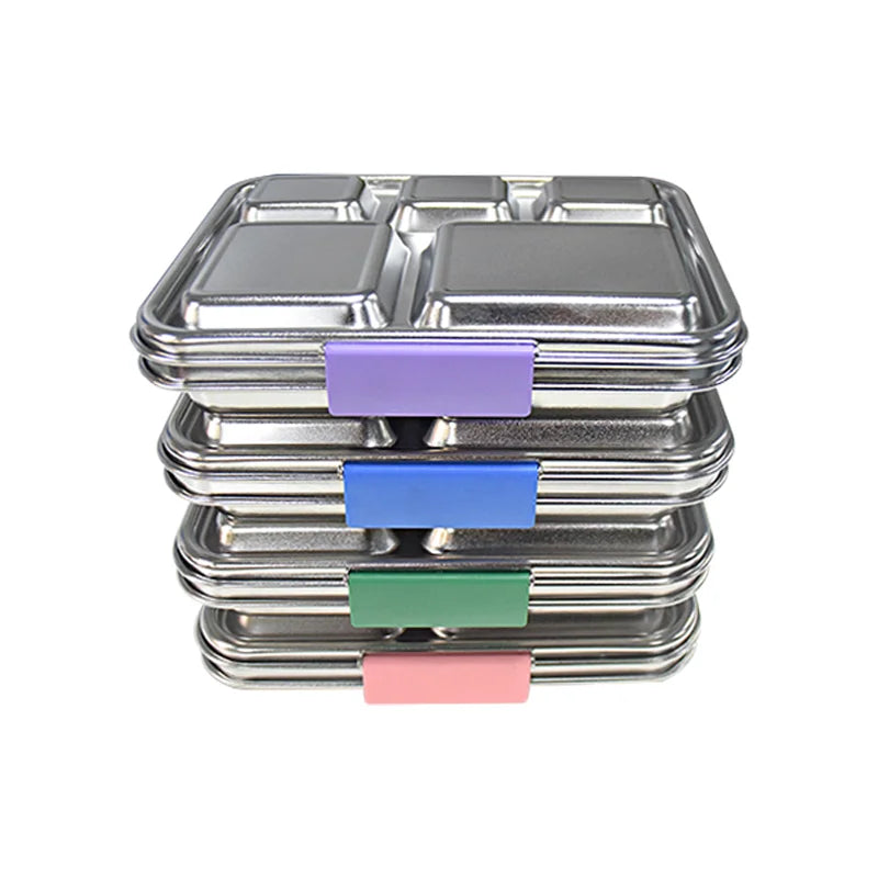 Durable 304 Stainless Steel 5-Compartment Bento Lunch Box Leakproof BPA Free 1240ml