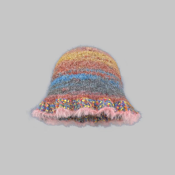 Winter Beanie Acrylic Knit Cuffed Plain Hats Plush Big Head Circumference Reversible