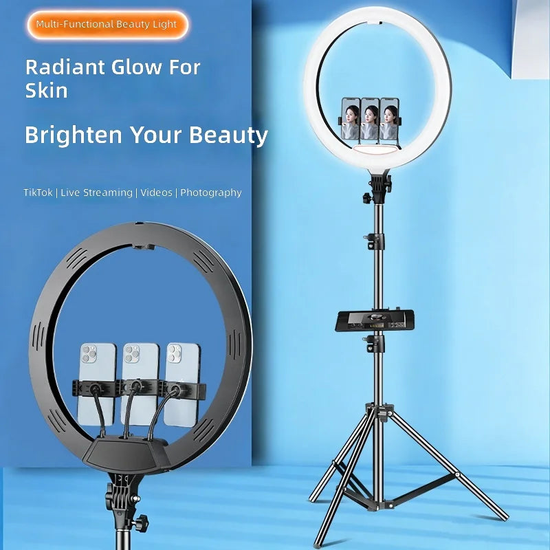 RGB 18-Inch LED Ring Light with 22-Inch Tripod and IP65 Rating for Live Streaming
