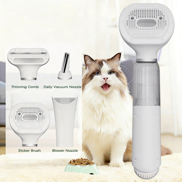Professional 4-in-1 Pet Grooming Vacuum Cleaner Low Noise Portable Hair Removal Brush