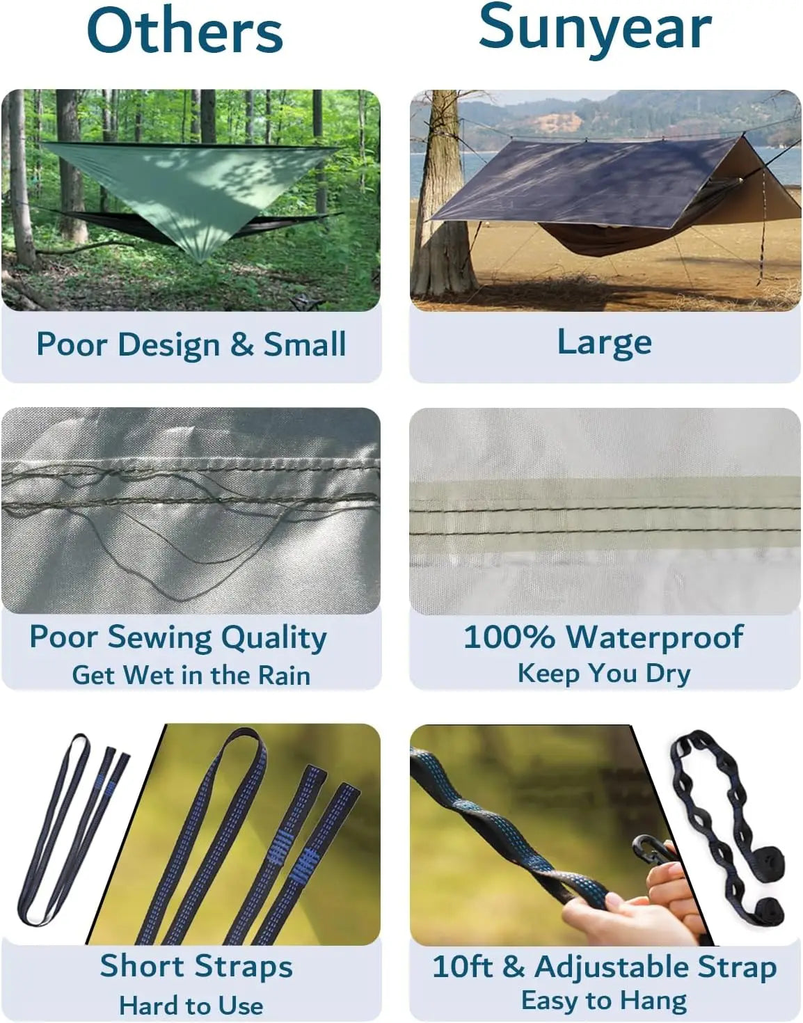 Hammock Camping with Rain Fly Tarp and Net Portable Double Camping Hammock for Outdoor