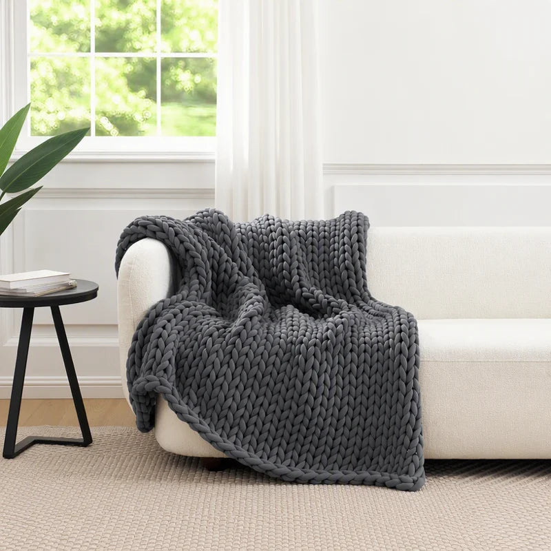 Cooling Weighted Blanket Hand Knitted Chunky Knit Throw for Hot Sleepers Breathable Glass