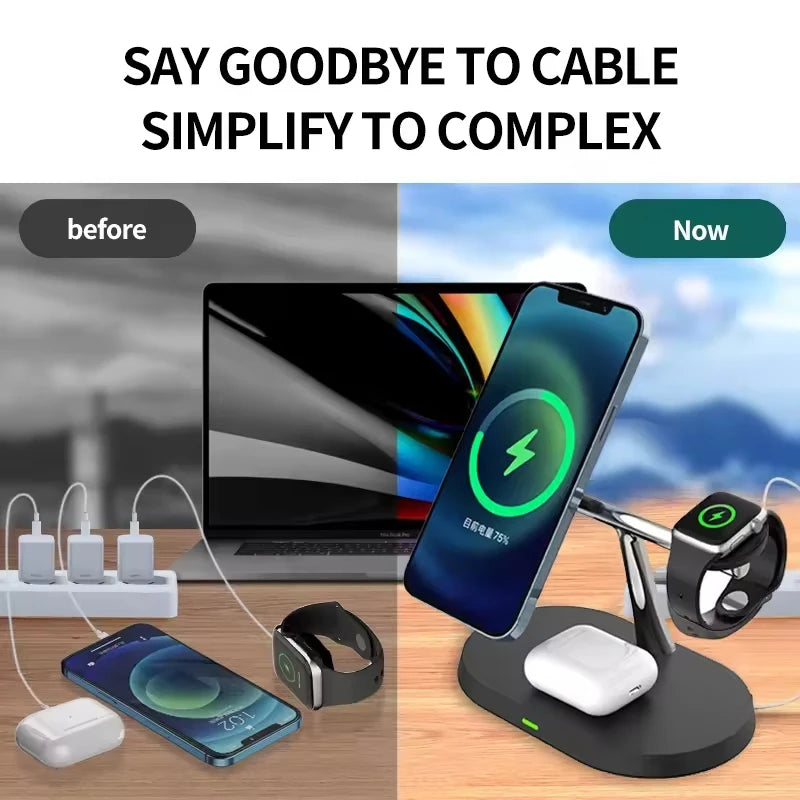 N1 15w Magnetic Wireless Charger 3 in 1 One Magnet Charging Station for Phone 15 14 13