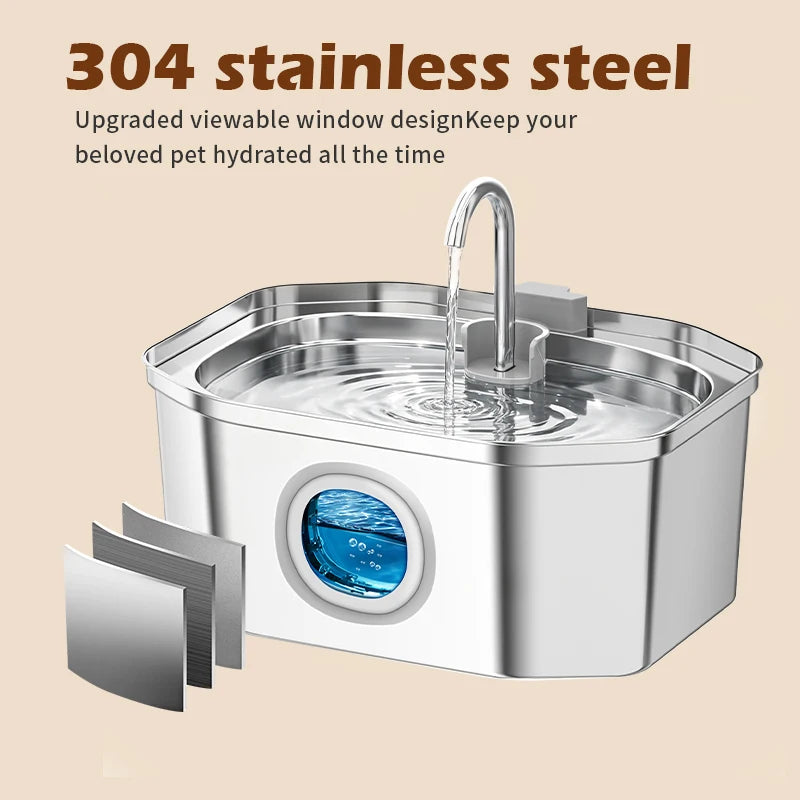 Buy 304 Stainless Steel Pet Water Fountain Automatic Cat Dispenser Dog Drinking Fountain