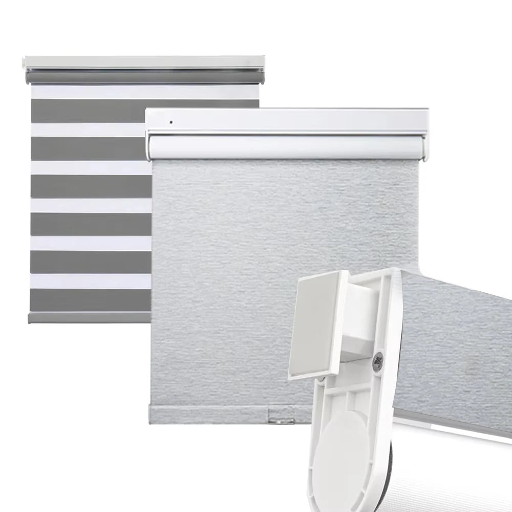 Blackout Free-Stop Roller Shades Privacy Window Spring No Tools No Drill Cordless Zebra