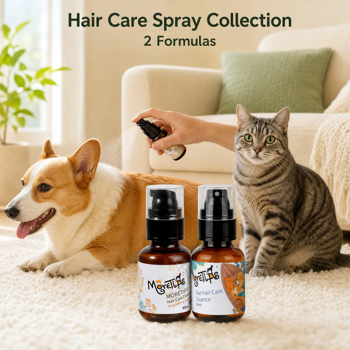 Pet Hair Care Spray Silk Smooth 80ml Nut Essential Oil Argan Oil Silk Protein Anti