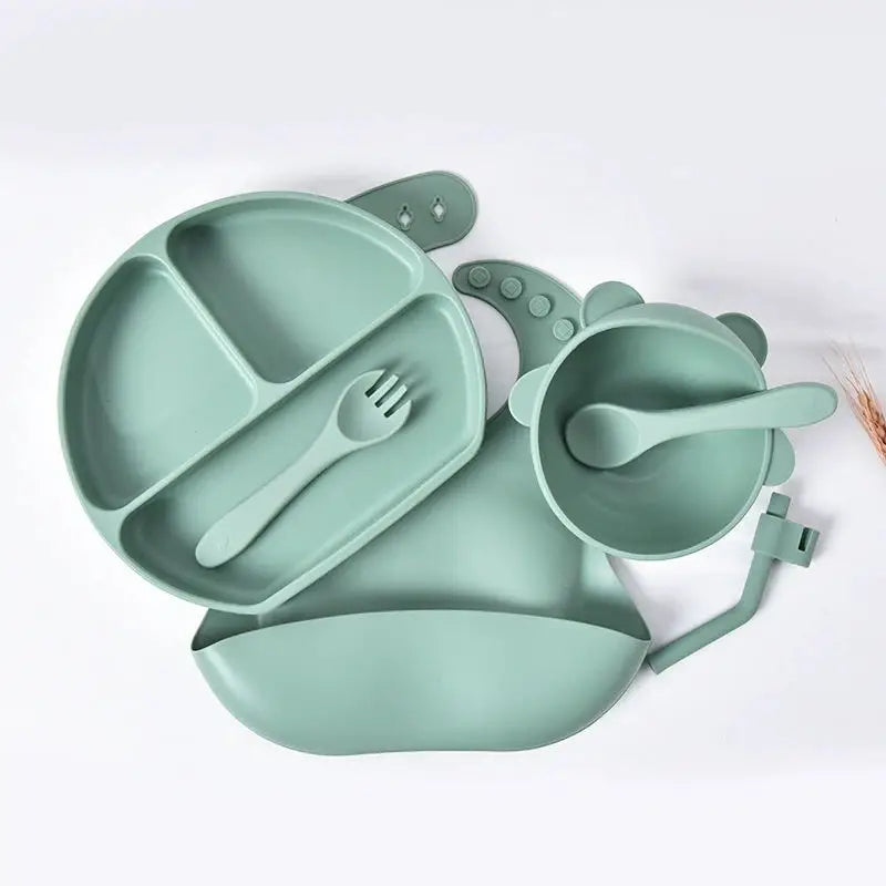 BPA-Free Silicone Baby Feeding Set for Training Infant Weaning Eating Utensils