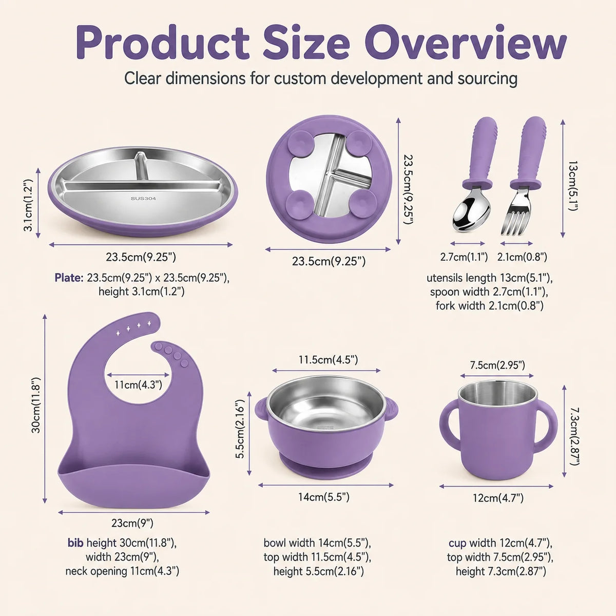 Children'S New Silicone & Stainless Steel Baby Toddler Feeding Cutlery Set 6 in 1 BPA