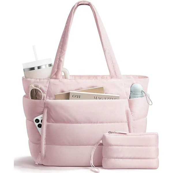 Large Capacity Puffer Tote Bag for Women Lightweight Puffy Handbags for Work Office