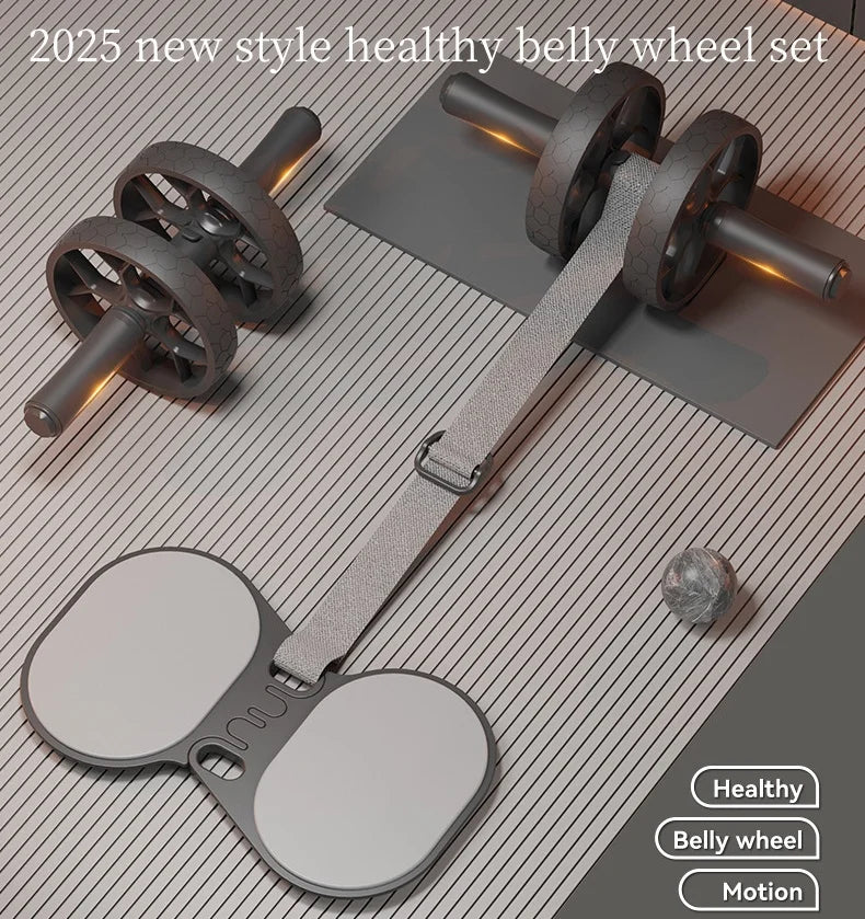 Ab Roller Wheel Set with Folding Kneeling Pad and Resistance Band, 2 Wheels Ab Exercise
