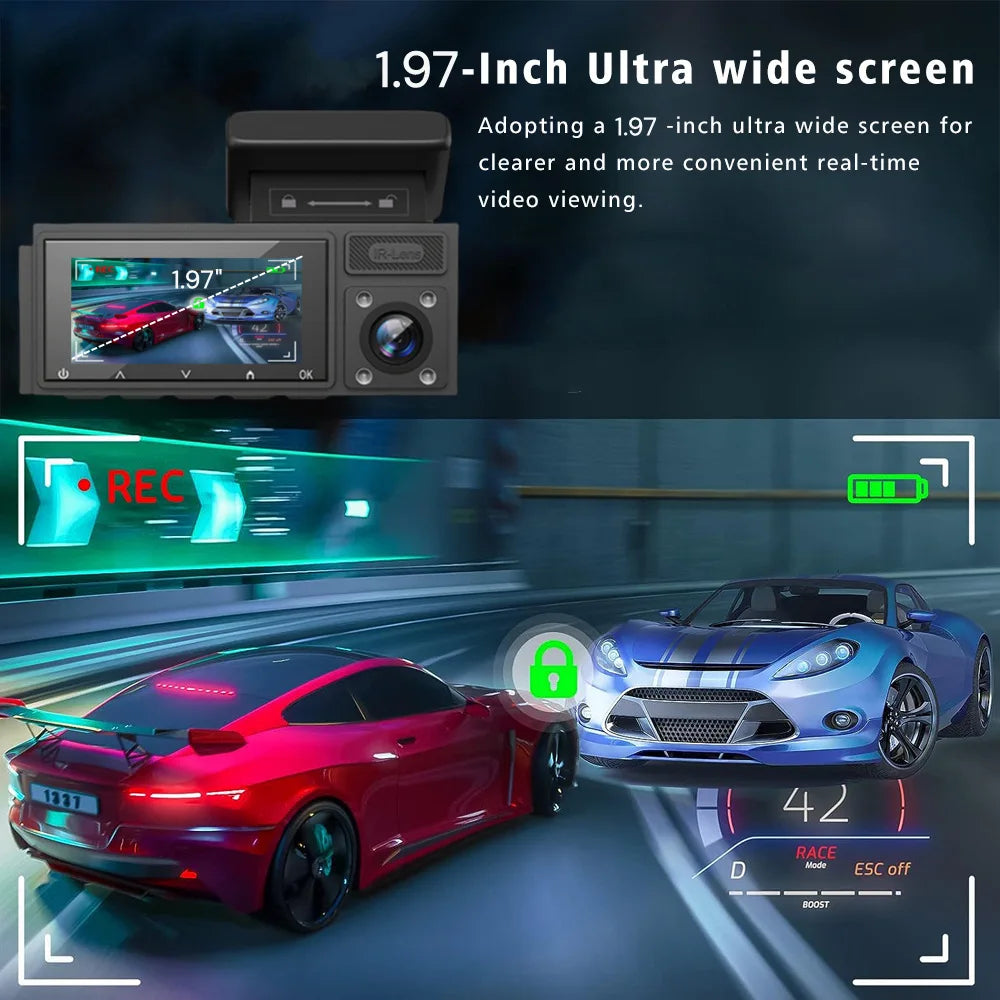 3 Camera Dash Cam for Cars 1080P Video Recorder Front Camera Car DVR Rear View Camera