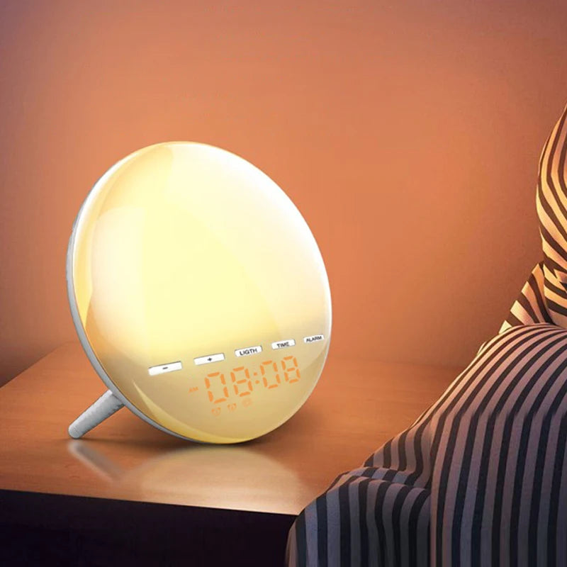 7 Color Changing Digital Wake Up Light Sunrise Sunset Sunlight Alarm Clock Sunrise Alarm
