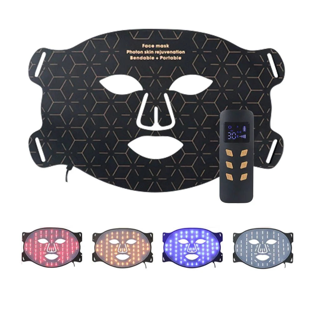 Silicone LED Face Mask with 4 Light Colors, 630nm Red and 850nm Infrared
