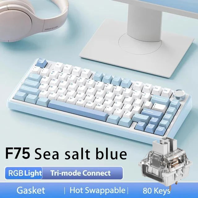 F75 75% Customized Mechanical Keyboard Full Key Hot Swap 2.4 Wireless Three Mode Keyboard