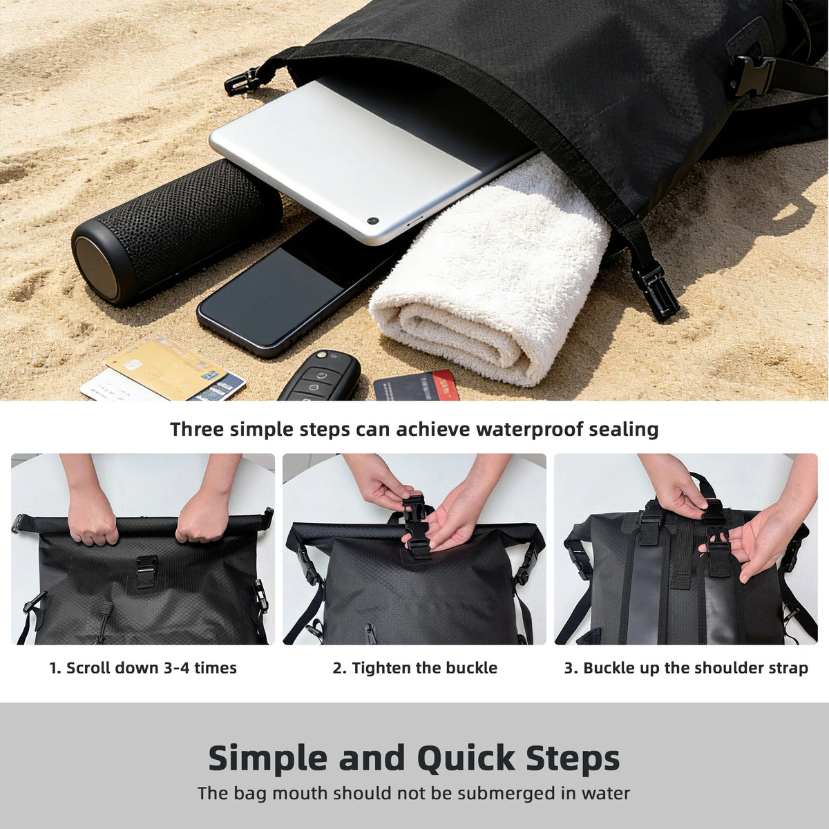 TPU Waterproof Folding Dry Bag 25L Large Capacity Camping Waterproof Backpack Portable