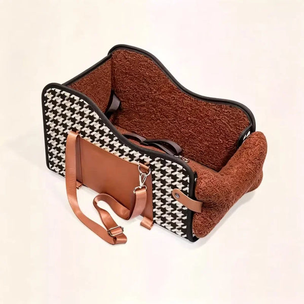 Dog Car Seat Bed with Hard Bottom, Open-Top or Lidded Pet Travel Seat