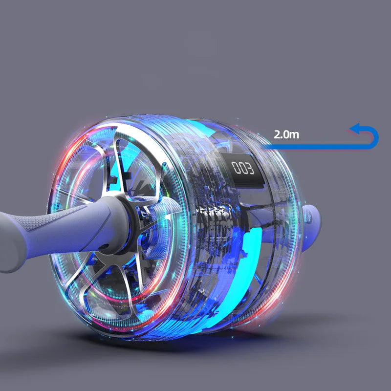 Kuer Fitness Led Display Abdominal Workout Wheel Roller,Anti-Slip Handle Ab Wheel,2m Long
