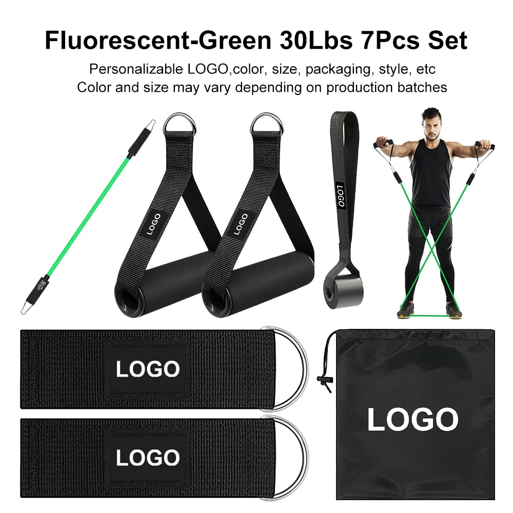 Latex Resistance Band Set 12 Piece 10-50 Lbs Full Body Strength Training Home Gym