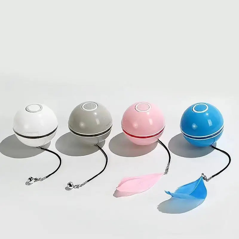 Smart Electronic Automatic Cat Toys Self with Feather USB Rechargeable Rolling Ball Light