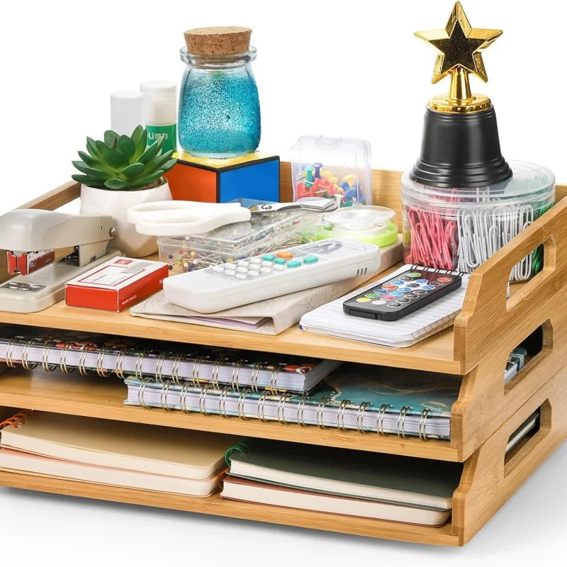 Handmade 3-Tier Bamboo Wood Modern Multi-Purpose Creative Detachable Desk & Home Office