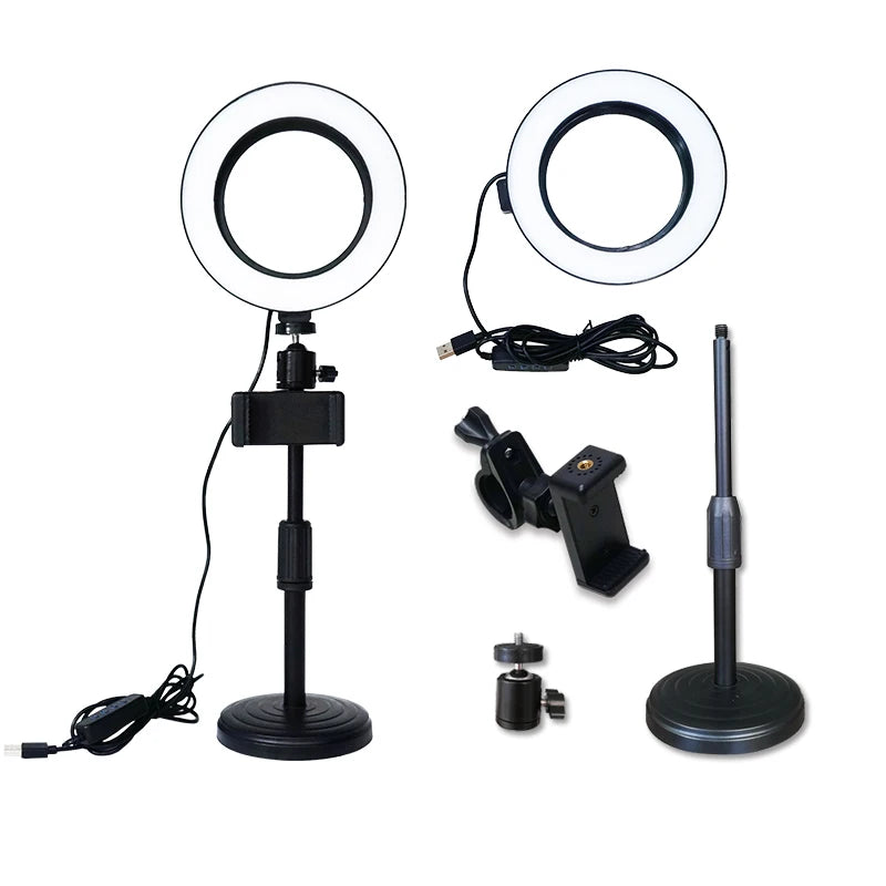 LED Selfie Ring Light Adjustable Phone Holder Tripod Live Stream Video Studio Product