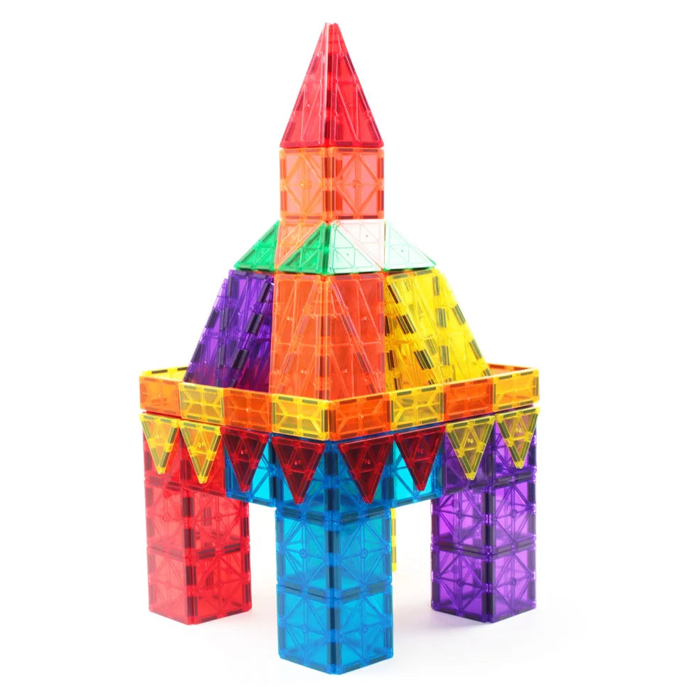 LonBohoo 108pcs Magnetic Building Tiles Customized Magnetic Building Block Tiles for Kids