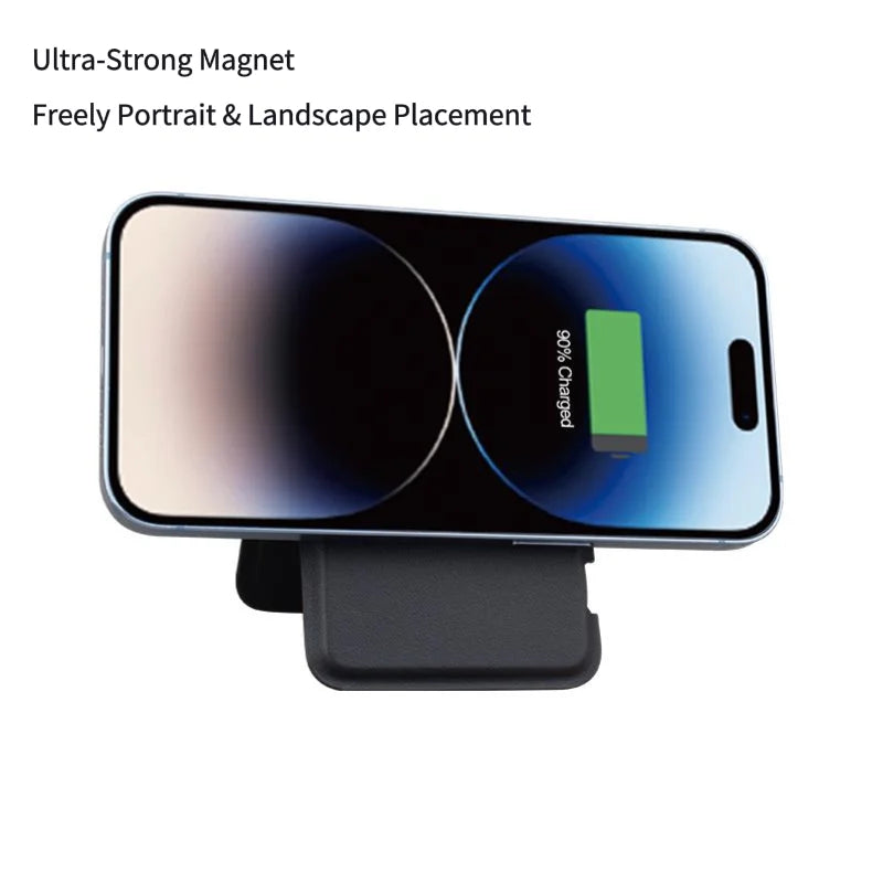 3 in 1 Foldable Phone Stand Wireless Charger with Card Holder Fast Charging Station