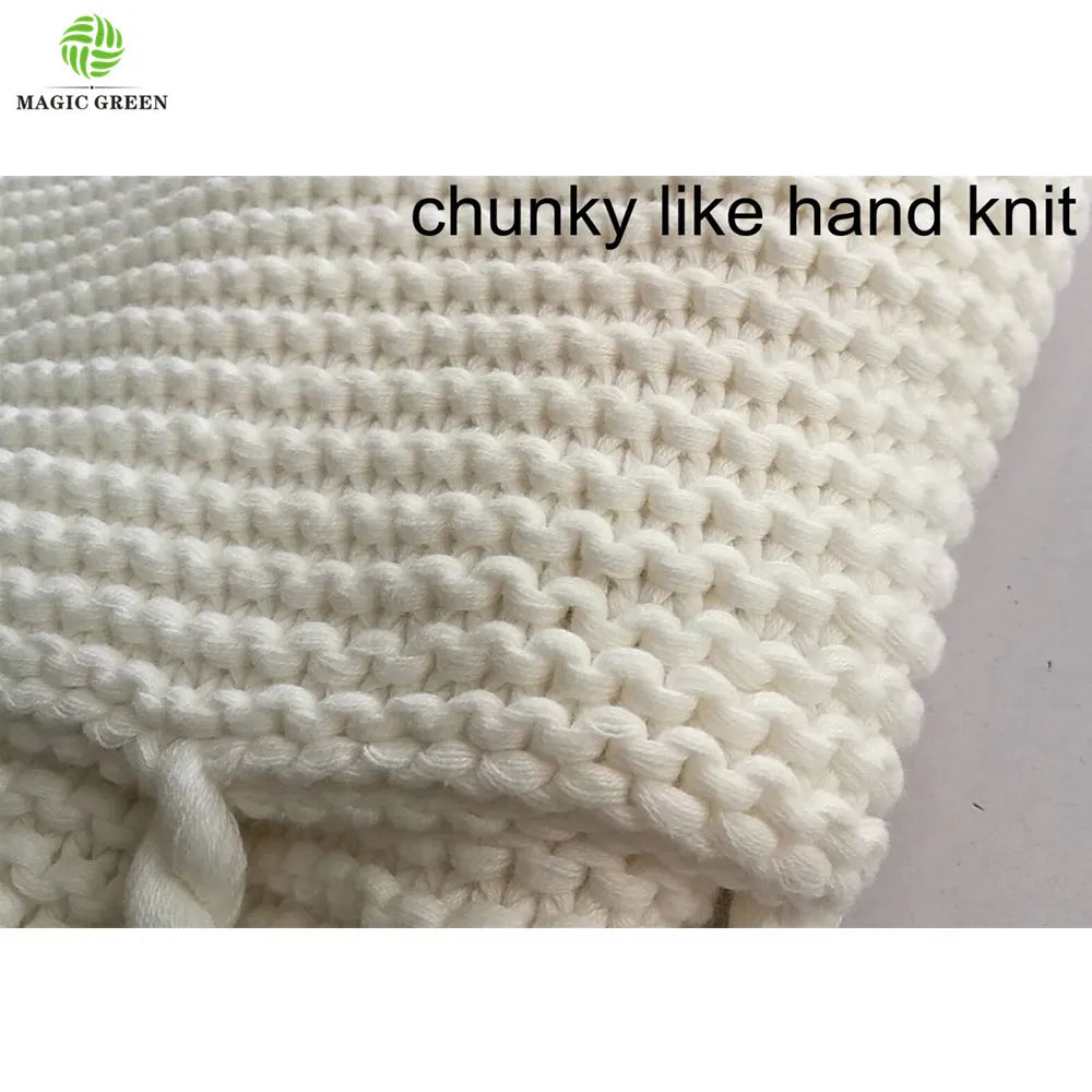 Magic Green Zero Defect 50da24-1100% Best Combed Cotton Chunky Like Hand Ladder Knit