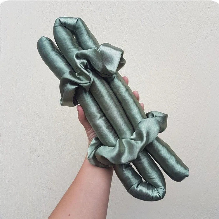 Silk Satin Heatless Curls Roller Kit Wave Curling Rod Headband Set Mulberry Silk Heatless