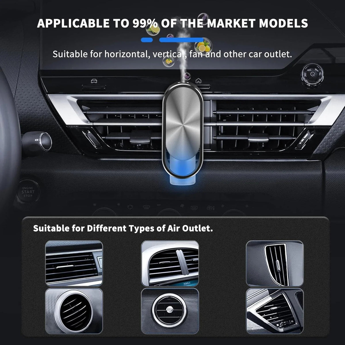 Mini Smart Automatic Car Fragrance Oil Diffuser Type-C Rechargeable Waterless Car Aroma