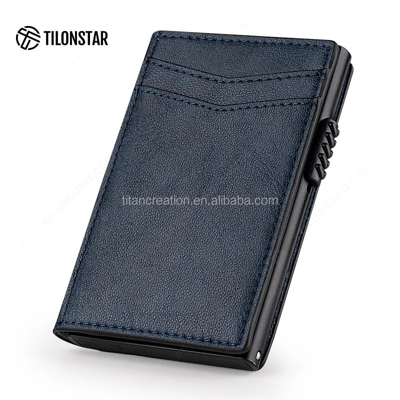 Hot Style Mini Card Sleeve Slim Minimalist Pop Up RFID Blocking Leather Business Credit