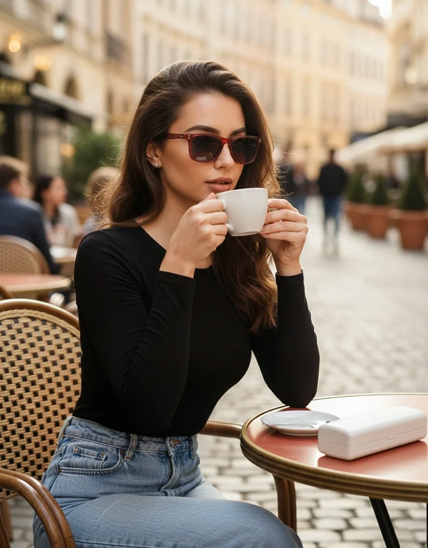Classic Square Frame Polarized Sunglasses Unisex Designer Shades Grey Lenses Customizable