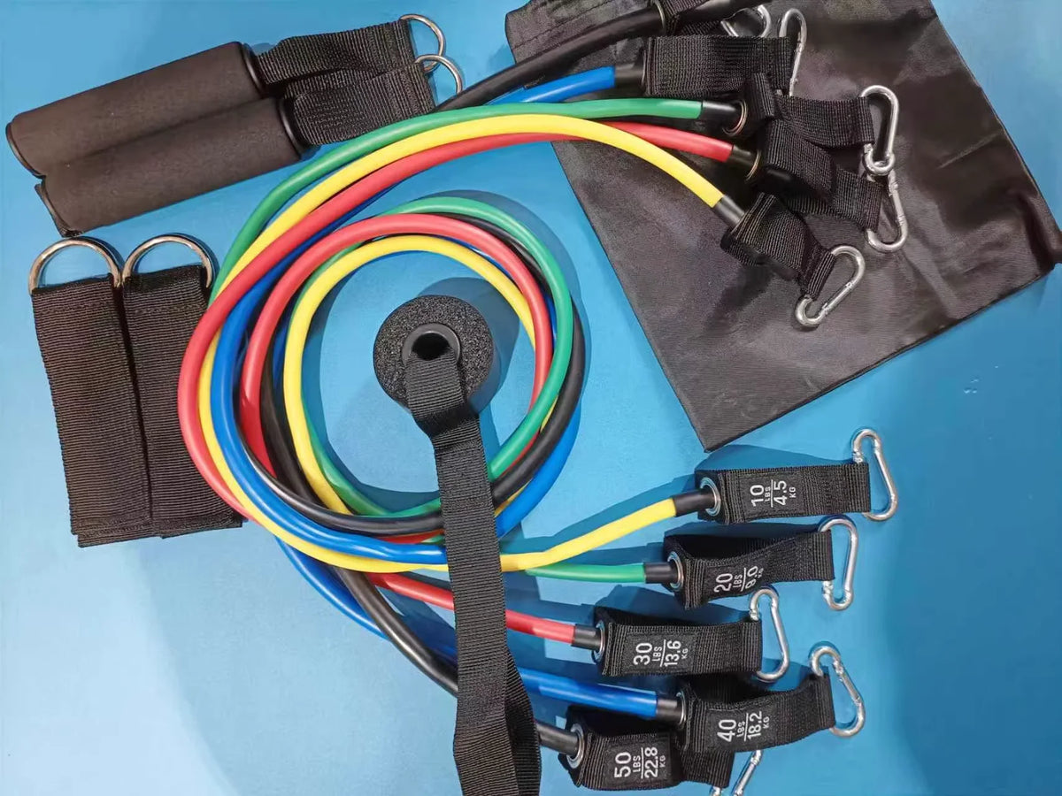 11-Piece Eco-Friendly Latex Resistance Bands Set Customizable Tension Levels Customized