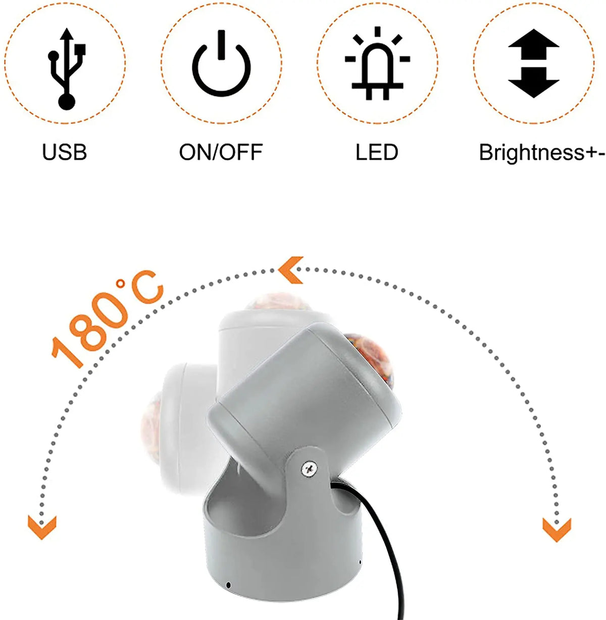 Sunset Projection Lamp, Adjustable Bedroom Decor Night Light Projector, 180 Degree